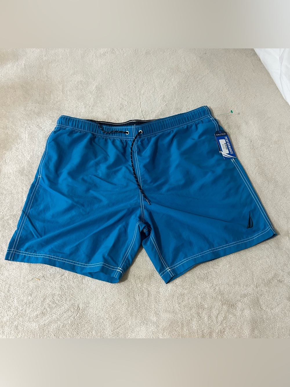 Nautica Performance Quick-Dry Swim Shorts, Men's Sz XXL, Teal Color Pockets NWT